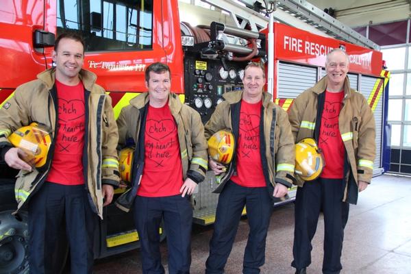 Chch Fire Service Personnel in Red Tees